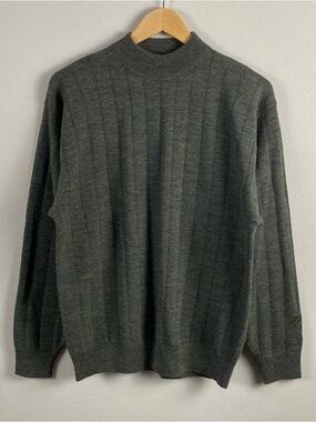 Cutter & Buck Vintage Wool Textured Cable/Rib Knit Long Sleeve Mock Neck Sweater